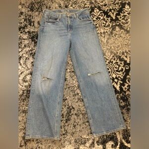 Old Navy: Gently Worn Classic Extra High Rise Heavy Denim Blue Jeans.